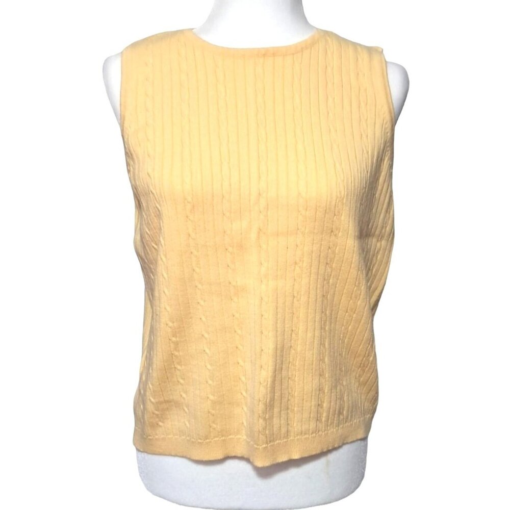 Croft Barrow Sleeveless Sweater Yellow Knit Top‎ Womens Size L